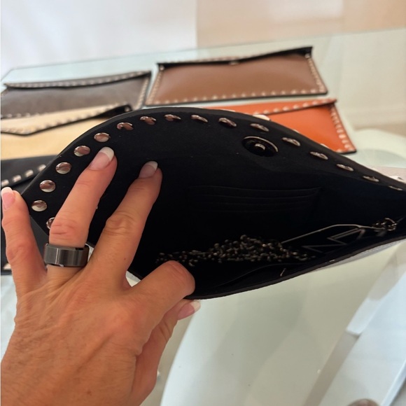 Studded Clutch Black, Cream, Brown, Tan, Gold Orange & Pewter Vegan - Picture 3 of 7